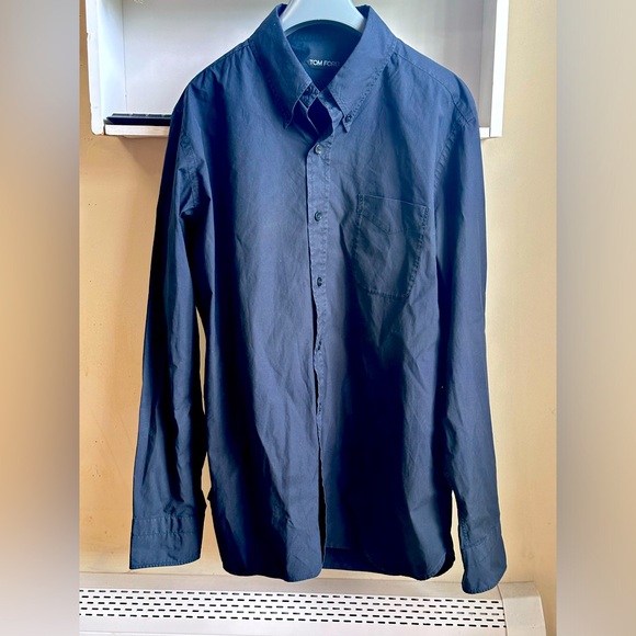 Tom Ford Button Down Black 100% Cotton Long Sleeve Men’s Dress Shirt Size 17/43